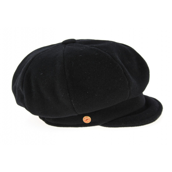 Black Camilla Plus Newsboy Cap with Ear Flaps - Mayser Black Camilla Plus Newsboy Cap with Ear Flaps - Mayser