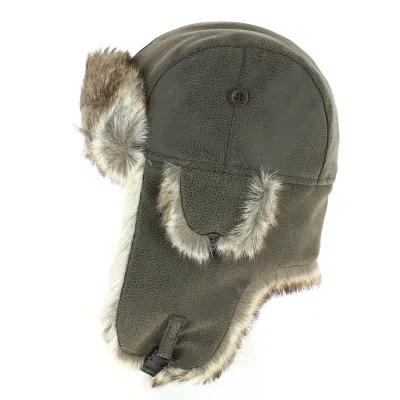 Brown Faux Leather & Faux Fur Trapper Hat - Herman Reference: 9900 | Traclet Hat Shop