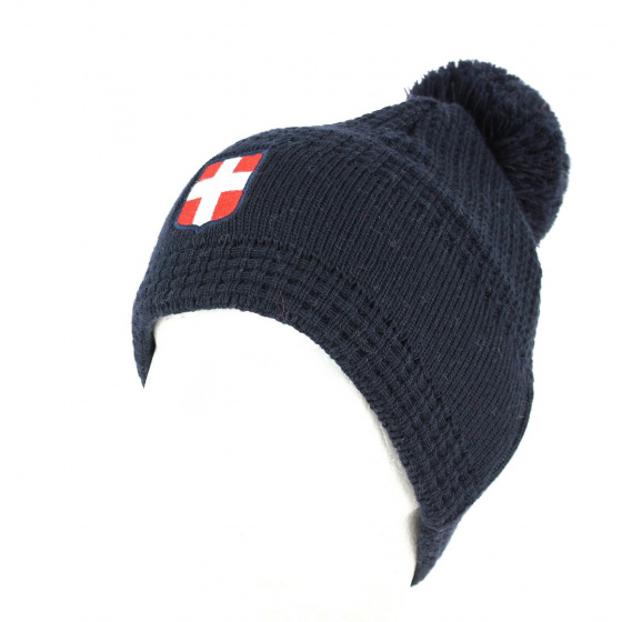 Navy Savoie Pom Pom Beanie - Le Drapo Navy Savoie Pom Pom Beanie - Le Drapo