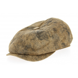8-Panel Vabre Brown Leather Cap - Traclet