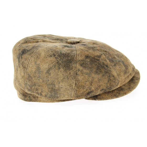 8-Panel Vabre Brown Leather Cap - Traclet