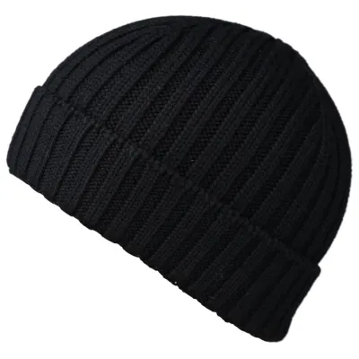 Bonnet Court Nasino Tricot Laine Noir- Traclet Reference : 9940 | Chapellerie Traclet
