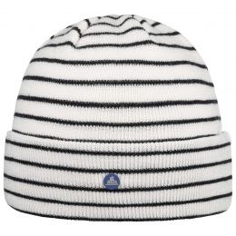 Hammaburg White & Navy Wool Stripe Beanie- Stetson