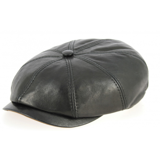Hatteras Chester Nappa Leather Cap Black- Traclet
