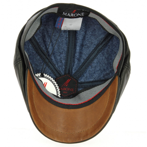 Casquette Hatteras Chester Nappa Cuir Noire - Traclet Casquette Hatteras Chester Nappa Cuir Noire - Traclet