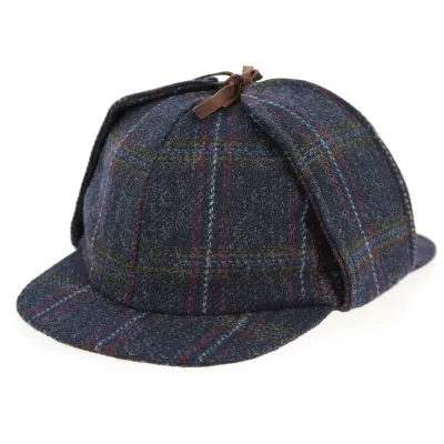 Casquette Sherlock A Carreaux Bleu Marine- Hanna Hats Reference : 9975 | Chapellerie Traclet