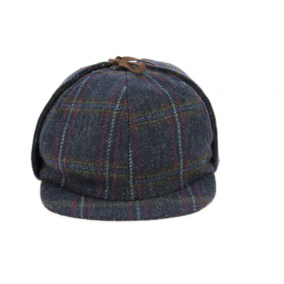 Navy Blue Checkered Sherlock Cap - Hanna Hats