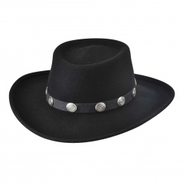Chapeau Western Close Friend Feutre Laine Noir- Bullhide