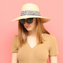 Secret Brown Leopard Straw Wide-Brimmed Hat - Herman