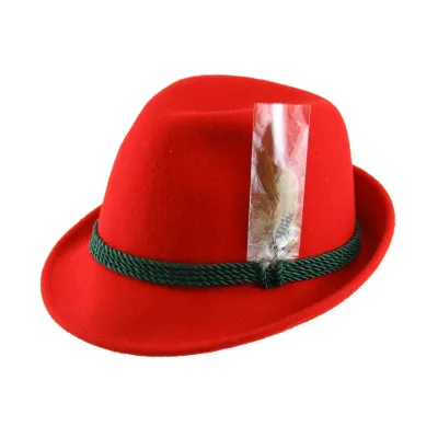 Chapeau Tyrolien Erlangen Feutre Laine Rouge- Traclet  Reference : 9988 | Chapellerie Traclet