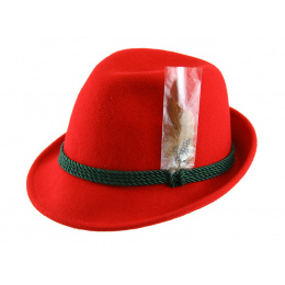 Erlangen Red Wool Felt Tyrolean Hat - Traclet