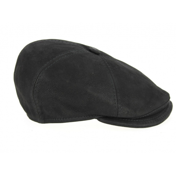 Casquette Cuir Homme Basile Noire- Fléchet