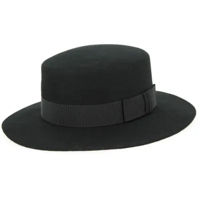 Canotier Peillon Feutre Laine Noir- Traclet  Reference : 9998 | Chapellerie Traclet