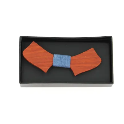 Kikai Blue Jean Rosewood Bow Tie for Men and Women - Traclet Reference: 10001 | Traclet Hat Shop