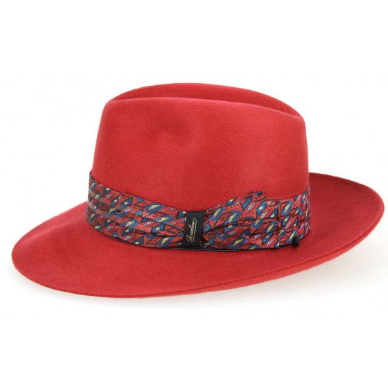 Borsalino Burgundy Fur Felt Fedora Hat
