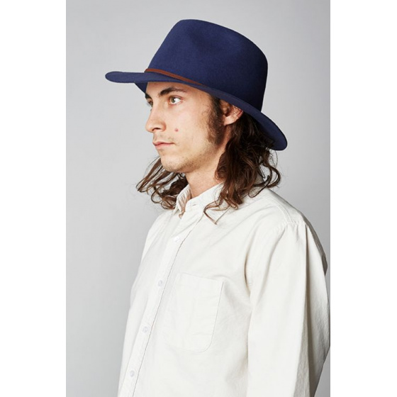 Wesley Traveller Navy Blue Wool Felt Hat - Brixton Wesley Traveller Navy Blue Wool Felt Hat - Brixton