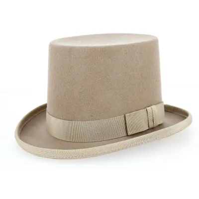 Beige Wool Felt Top Hat - Traclet Reference: 10016 | Traclet Hat Shop