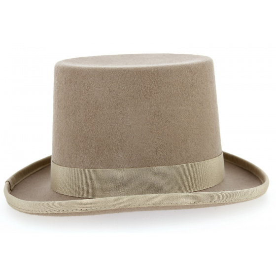 Beige Wool Felt Top Hat - Traclet