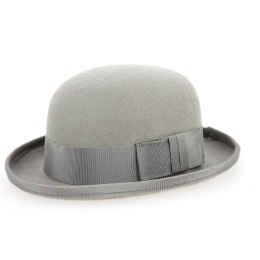 Pearl Gray Wool Felt Bowler Hat - Traclet