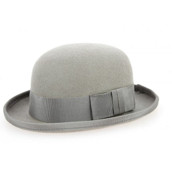 Pearl Grey Wool Felt Bowler Hat - Traclet
