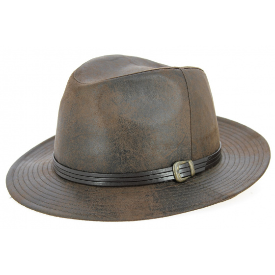 Fedora Hat Nanno Imitation Leather Brown - Traclet