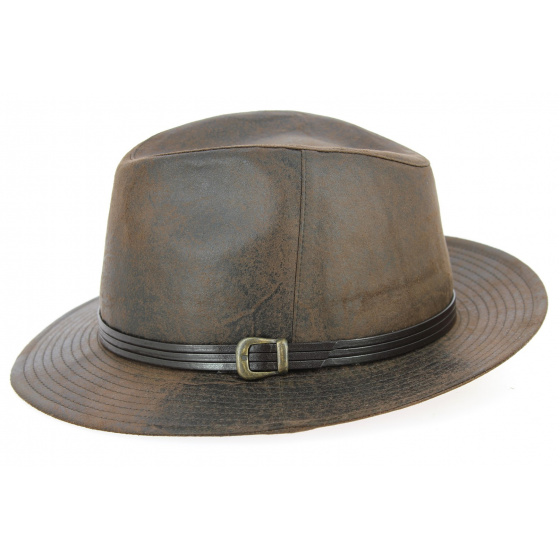 Chapeau Fedora Nanno Imitation Cuir Marron- Traclet Chapeau Fedora Nanno Imitation Cuir Marron- Traclet