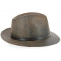 Fedora Nanno Imitation Leather Brown Hat- Traclet