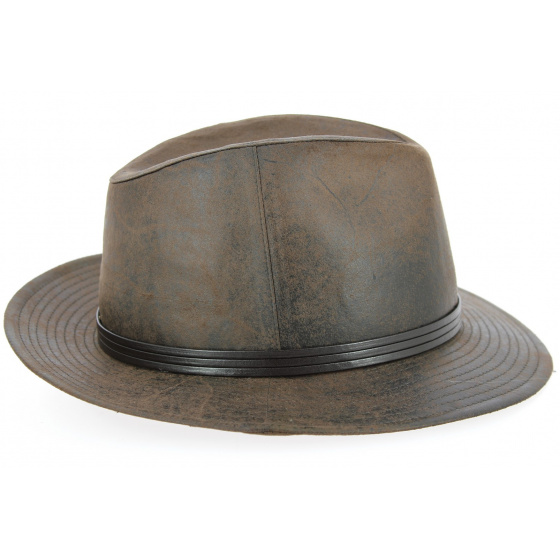 Chapeau Fedora Nanno Imitation Cuir Marron - Traclet