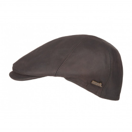 Brown Leather Duck Bill Cap Maiko - Hatland