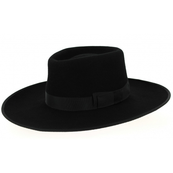 Sinsheim Wide Brim Wool Felt Hat in Black - Traclet