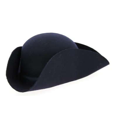 Chapeau Tricorne Feutre Laine Bleu Marine- Traclet