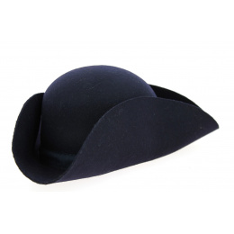 Navy Blue Wool Felt Tricorn Hat - Traclet