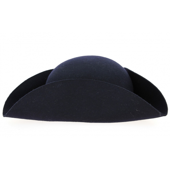 Chapeau Tricorne Feutre Laine Bleu Marine- Traclet Chapeau Tricorne Feutre Laine Bleu Marine- Traclet