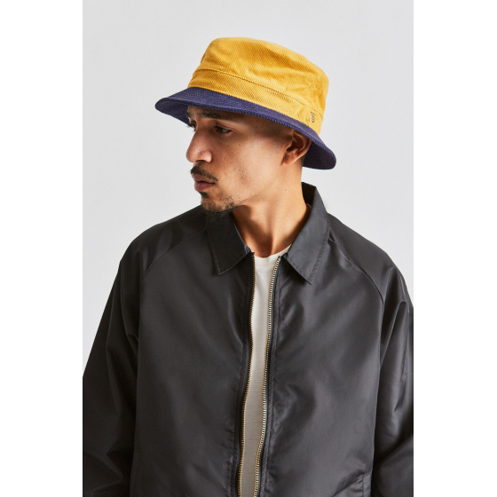 Chapeau Bob Shield Velours Bleu Marine & Jaune- Brixton