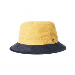 Navy Blue & Yellow Velvet Shield Bucket Hat - Brixton