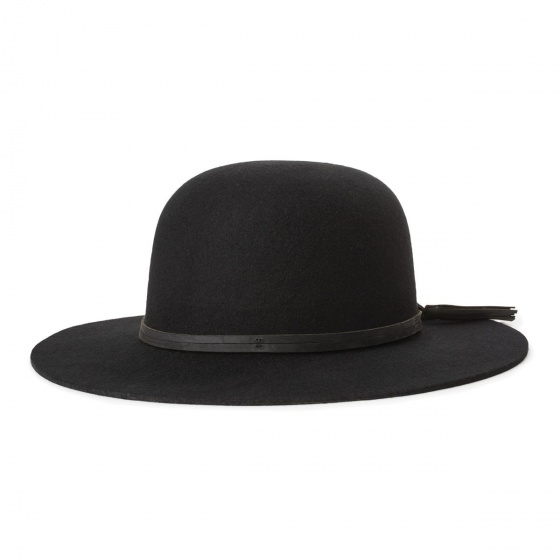 Phoebe Black Wool Felt Wide Brim Hat - Brixton