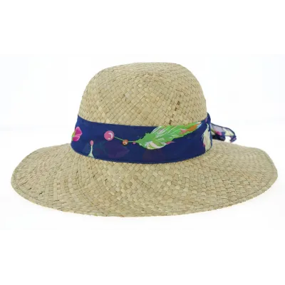Natural Straw Tropical Ribbon Wide-Brimmed Hat - Traclet Reference: 10090 | Traclet Hat Shop