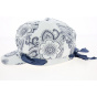 White Cotton Newsboy Cap with Mandala Pattern - Traclet