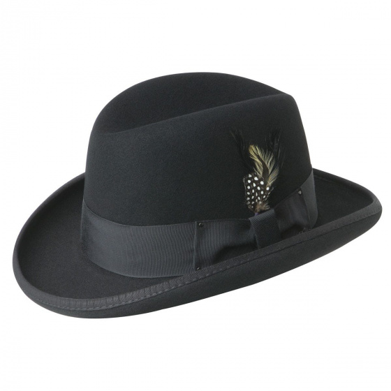 Homburg Godfather Hat Black Wool Felt - Bailey