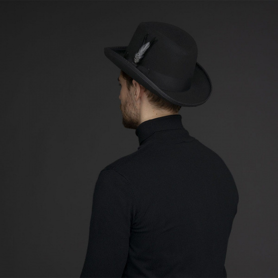 Chapeau Homburg Godfather Feutre Laine Noir - Bailey Chapeau Homburg Godfather Feutre Laine Noir - Bailey