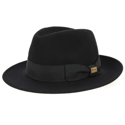 Black Wool Felt Fedora Hat Goldwin - Herman Reference: 10115 | Traclet Hat Shop
