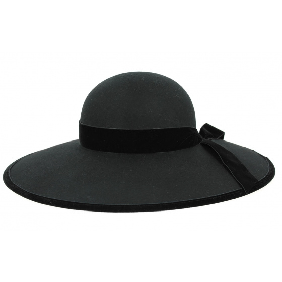 Capeline Chouan Larges Bords Feutre Laine Noire- Traclet Capeline Chouan Larges Bords Feutre Laine Noire- Traclet