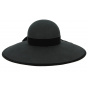 Wide Brim Chouan Capeline Black Wool Felt Hat - Traclet