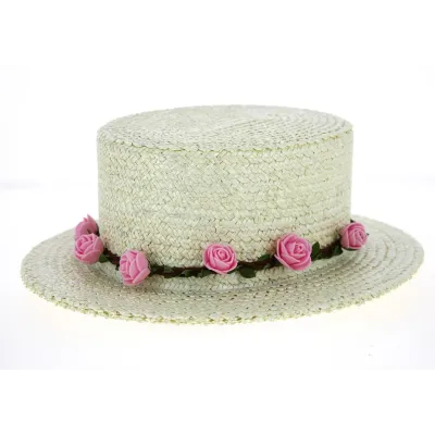 Women's White Triple Thickness Floral Boater Hat - Traclet Reference: 10123 | Traclet Hat Shop