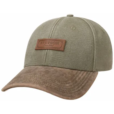 Casquette Baseball Coton & Cuir Vert- Stetson Reference : 10126 | Chapellerie Traclet