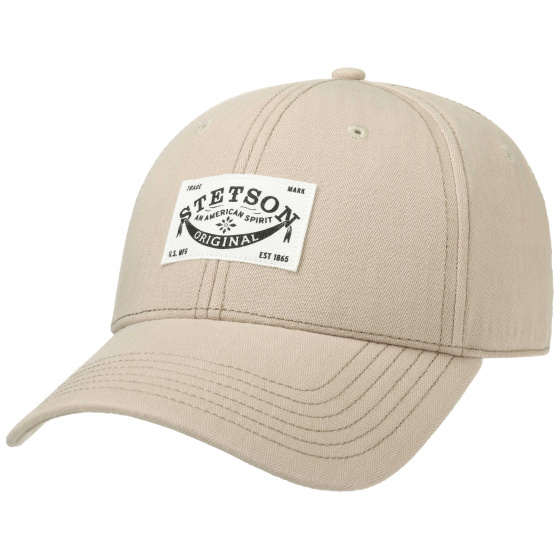 Herringbone Cotton Beige Baseball Cap - Stetson Reference : 10127 ...