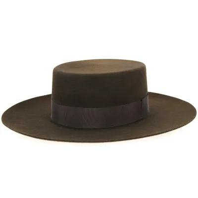 Santiago Cordobes/Boater Wool Felt Hat Chocolate - Traclet Reference: 10130 | Traclet Hatters