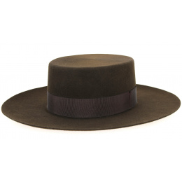 Santiago Cordobes/Boater Wool Felt Hat Chocolate - Traclet