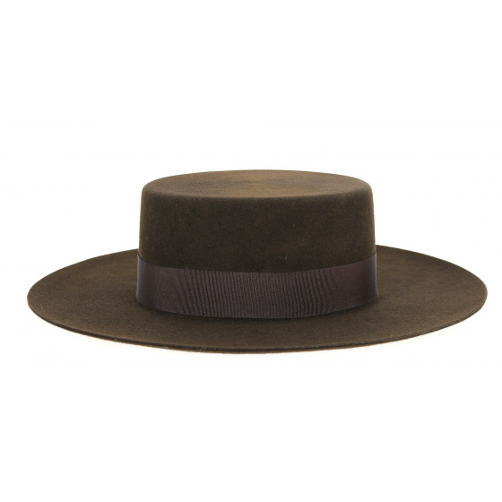 Chapeau Santiago Cordobes/Canotier Feutre Laine Chocolat- Traclet