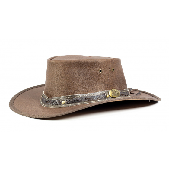 Brown Roo Nomad Leather Traveller Hat - Jacaru